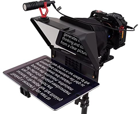 Inmei A10 Teleprompter Tragbare Smartphone DSLR Kamera Teleprompter Prompter mit Telefonhalter Fernbedienung für Videoaufnahmen Live-Streaming Interview Bühne Präsentation Rede Video Making Tools
