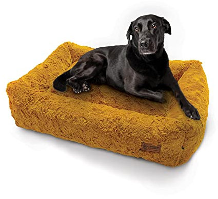 HS-Hundebett Made in Germany orthopädisches Kuschelbett Deluxe - Ocker 50 x 70 cm I waschbar bei 40° - XS