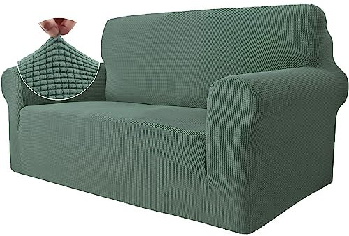 Ystyle Stretch Sofa überzug 2 Sitzer, Elastisch Sofabezug Mit Armlehnen, Jacquard Couch überzug rutschfest, Waschbar Sofa Cover Protector Für Hunde Haustiere, Hellgrün