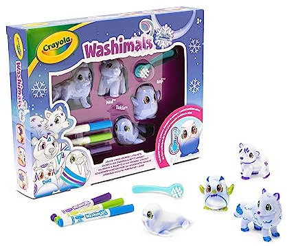 CRAYOLA - Washimals Arctic Adventure- Aktivitätsset, zum Bemalen und Baden der Tierbabys, Spiel und Geschenk für Kinder, ab 3 Jahren, 74-7514