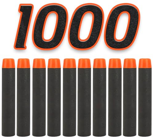 1000 Pfeile für Nerf Elite 2.0, 7.2cm Pfeile Refill Bullets, Ersatzpfeile Munition Foam Darts kompatibel mit Nerf Hasbro Fortnite (Schwarz)
