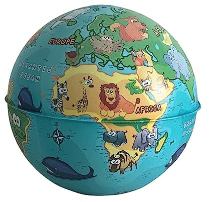 EXERZ 10 cm Mini-Globus (Wildtier), mit Spardose Eingebaut – Englische Karte