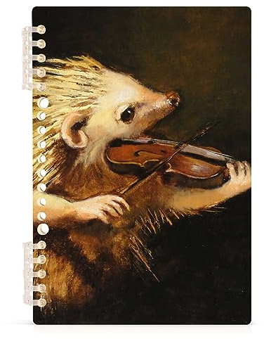 YOUJUNER A5-Notizbuch, Musik, Violine, Igel, Spiralbuch, Hardcover, Spiralbindung, Tagebuch, 120 Seiten