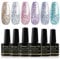 Shining She Glitter Gel Nail Polish, 6 Colours Gold Sliver Purple Blue Sparkly, Soak-Off UV/LED Lamp Gel for Women Nail Art Salon DIY Home, 8ML