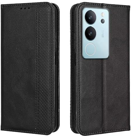 EASSGU Funda para Vivo V29 5G (6.78 Inches) Carcasa con Interruptor Magnético de Cuero PU Flip Folio, [3 Ranuras para Tarjetas] [1 Wallet] Case - Negro
