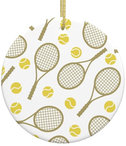 Tennis Sport Christmas Ornaments, Christmas Hanging Ornament for Xmas Tree Decorations, Ceramic Keepsake Gift for Christmas Decorations, Xmas Ceramic Ornament Home Decors