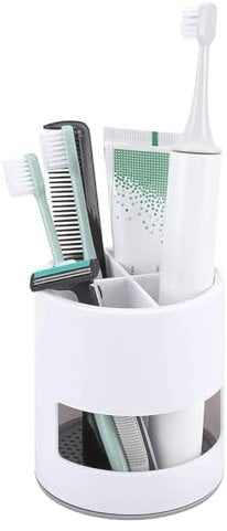 LIDOUK Toothbrush Holder,White Ventilated Mould-Proof, Tough Small Toothbrush Pot Stand for Easy Bathroom Storage