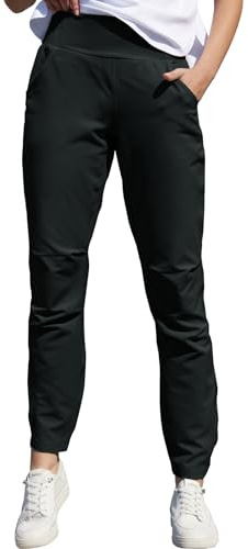 Boyzn Damen Elastische High Waisted Lounge Hose, UPF 50+ Sonnenschutzhose, Leichte Athletic Hose Black-L