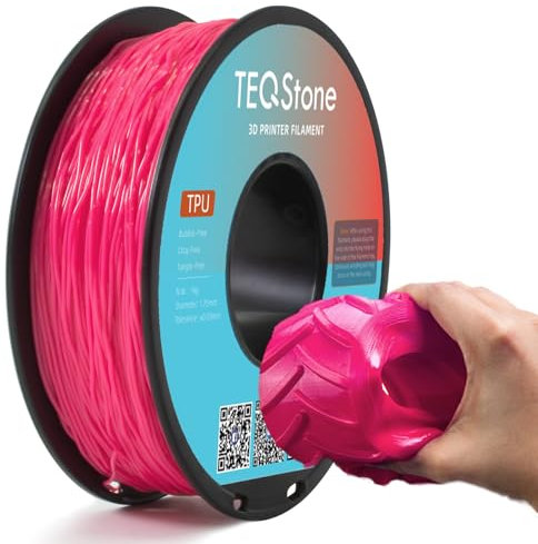 TEQStone TPU Filament 1.75mm Neu Rosa 1Kg Spule 95A Flexibel Weiches 3D Drucker Filament Maßgenauigkeit +/-0.03mm Vakuumverpackung