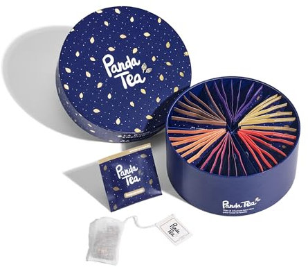 Panda Tea | Coffret Cadeau Hiver Sélection | Assortiment de 6 Thés Et Infusions Biologiques 100% Bio | 36 sachets Mousselines Thés Infusions Gingembre Rooibos | Idée Cadeau Femme & Homme