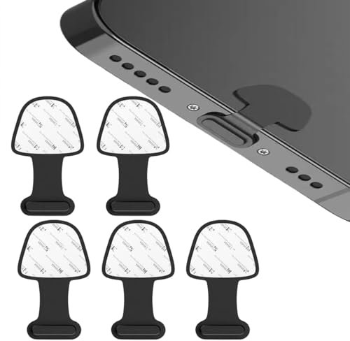 LMOGWL 5-Piece Set with Removable Self-Adhesive Phone Dust Plug, Dust Charging Port Plug, Protective Cover, Dust Silicone Plug, Compatible with iPhone 14/13/12/Tablet
