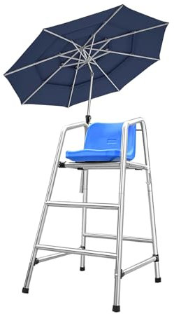 Silla de socorrista para piscina Sillas salvavidas con orificio para sombrilla Sillas de arbitraje desmontables Interior al aire libre, Piscina grande Playa Lago Parque acuático Escalera de salvamento