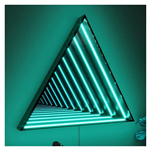 Meiiron RGB-Spiegeltunnellicht, dreieckiger Infinity-Wandspiegelrahmen mit mehrfarbigem Licht, Party-Heimdekoration(Size:50cm/48W)