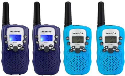 Retevis RT388 Walkie Talkie Kinder,Funkgeräte Kinder Langstrecken Taschenlampe,Spielzeug ab 4-12 Jahre,Geschenke Junge Mädchen für Familienspiel, Radtouren, Ausflug(1 Paar, Blau Dunkelblau)