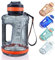 Goodatech Botella de Agua Deportiva, 1.5L/52 Oz, a Prueba de Fugas, sin BPA, con Marcador de Tiempo, Reutilizable para Atletismo, Ciclismo, Gimnasio, Oficina, Viajes al Aire Libre (Negro)