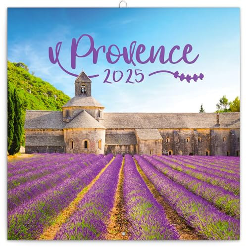 NOTIQUE Wandkalender 2025 Provence Kalender, Broschürenkalender mit Monatskalendarium, Broschurkalender Kalender 30 x 30 cm (30x60 Geöffnet)