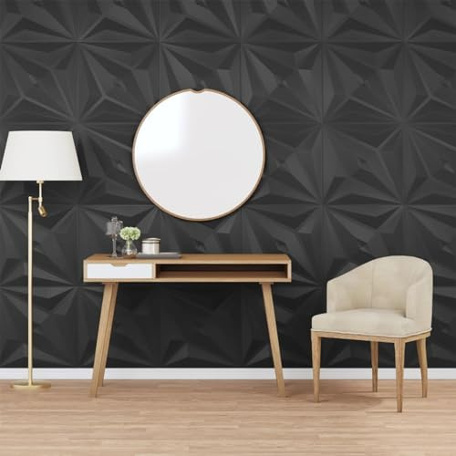 Cizuho Wall Panels 48 pcs Black 50x50 cm EPS 12 m² Star,Decorative 3D Wall Panels in Diamond Design,for Home and Office Decor