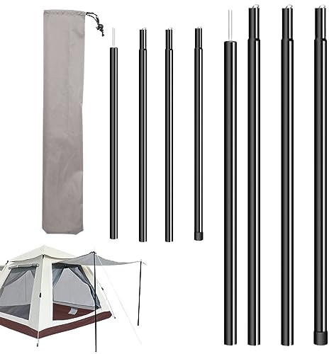 Jeorywoet 8 Sections Tent Poles with 1PC Storage Bag 78.74 Inch Elescopic Adjustable Tarp Poles Anti-Slip Awning Poles for Headroom Canopy Porch Sun Shade Sail, Awning Poles
