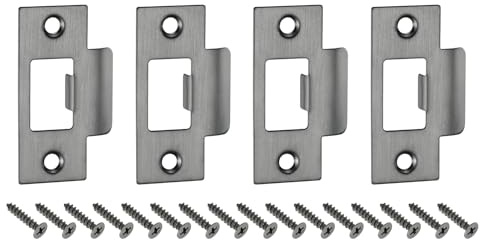sourcing map 4Pcs Door Strike Plate, 70mm x 40.3mm Stainless Steel Latch Deadbolt Replacement Lock Strike Plate for Door Frame Door Jamb Reinforcement, Gun Grey