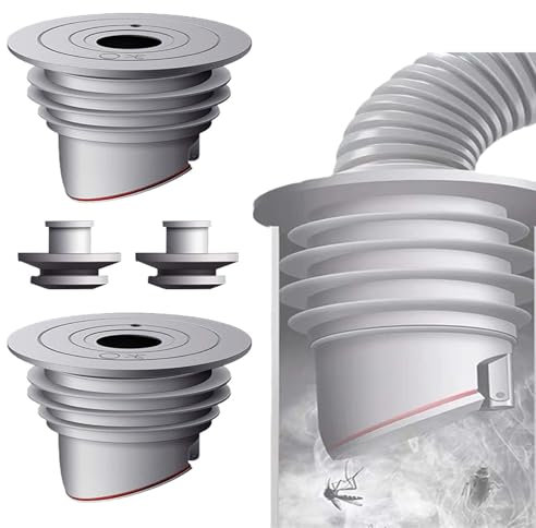 Joint de Tuyau de Machine à Lave WISIRENT, 2 Pièces 60-65mm Gris Bouchon Anti Odeur Machine à Laver, Joint de Tuyau de Vidange Déodorant, Déodorant pour Machine à Laver pour Cuisine Domestique