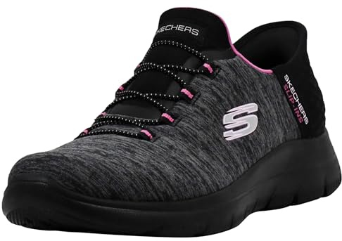 Skechers Hands Free Slip-ins Summits Dazzling Haze Sneaker für Damen, Schwarz/Rosa, 41 EU