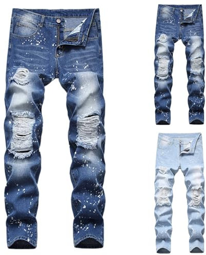Jeans para hombre de Reino Unido, rasgados, flexibles, modernos, versátiles, casuales, holgados, rectos, elásticos, con pintura, pantalones de combate, pantalones tácticos, pantalones de trabajo,