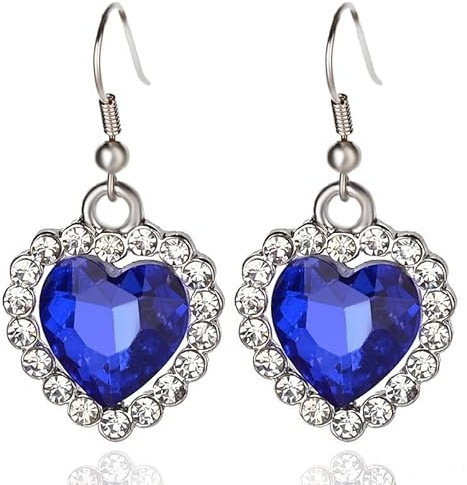 fdsmall Titanic Herz des Ozeans Ohrringe Liebe Herz Anhänger Ohrringe Für immer Saphir Anhänger Glänzender Kristall Zirkon Schmuck Geschenke für Frauen