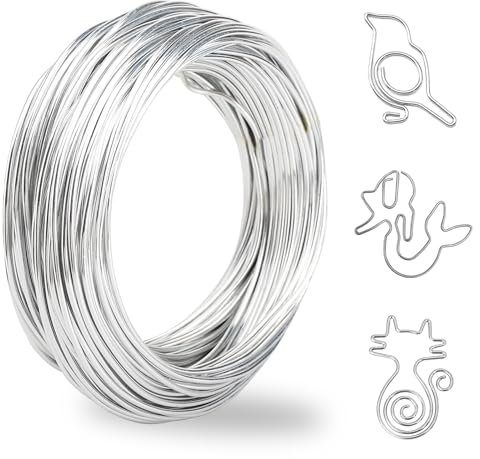 Hisdricus Alambre de Aluminio 2mm x 30m - Alambre Fino - Alambre Manualidades para Fabricación de Joyas, Modelado, Esculturas DIY y árboles Bonsái - Plateado