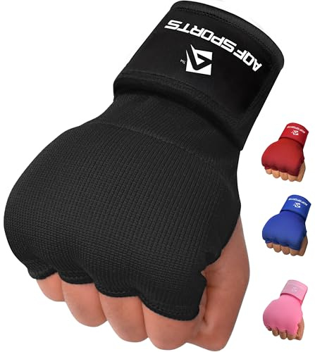 AQF Fasce Boxe Gel, Sottoguanti 4 Dita per Boxe,Guantoni Boxe MMA Muay Thai | Protezione Dita e Mano, Imbottitura Aero Gel, Lunghezza 75 cm, Fasce da Boxe per Kickboxing, Sacco da Boxe e Speed Bag