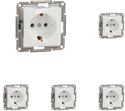 Schneider Electric Asfora EPH2970121D SCHUKO-Steckdose 16A, Schutzkontaktsteckdose,Schraubklemmen, Unterputzsteckdose,weiß (Packung mit 5)
