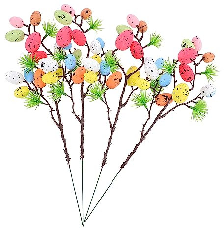 EXCEART 4pezzi Decorazioni Pasquali con Rami di Uova Colorate per Creazioni Fai da Te e Composizioni Florali per Addobbi di Pasqua e Photo Props
