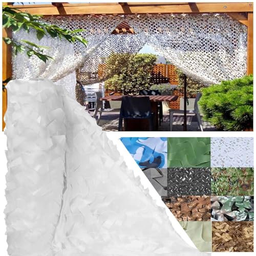 CAQXAQP Weiss Camouflage Netz für Outdoor Jagd Dekoration -3mx5m Tarnnetz Sichtschutz mit Sonnenschutz für Garten Camping Party Autodeckung,Anpassbare Größe
