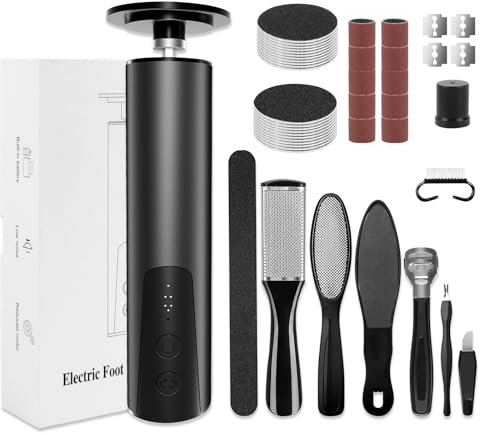 TOTSUN Electric Foot File Callus Remover 2-in-1 Electric Pedicure Tool Foot Sander Professional Pedicure Electric Sander File 6 Speeds Adjustable with 20 Dead Skin Pads Calluses