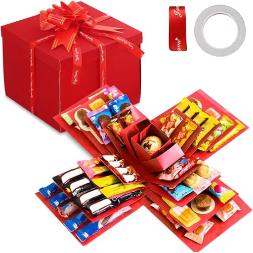 Überraschung Box,5-lagige Kreative Geschenkbox Explosionsbox,Kreative Explosions-Geschenkbox,DIY Handgemachte Überraschung Box für Valentinstagsgeschenke, Geburtstag, Hochzeitstag