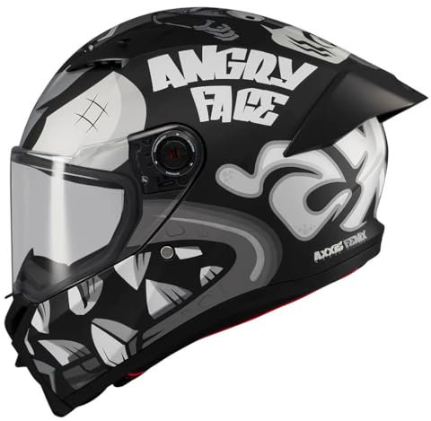 Casco AXXIS Fenix Angry Face Gris Mate - Casco de Moto Integral Unisex Hombre y Mujer - Homologado ECE 22.06 (M)