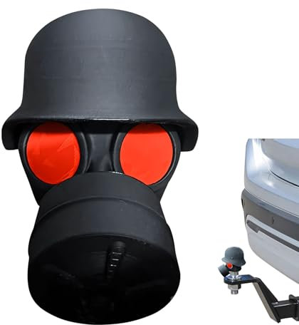 Skeadex Anhängerkupplung Abdeckung Lustig, Gasmaske Helm Abdeckkappe Anhängerkupplung, Staubdicht & Wasserdicht Abdeckung Anhängerkupplung Schutzkappe für 50 mm Kugelkopf (A)