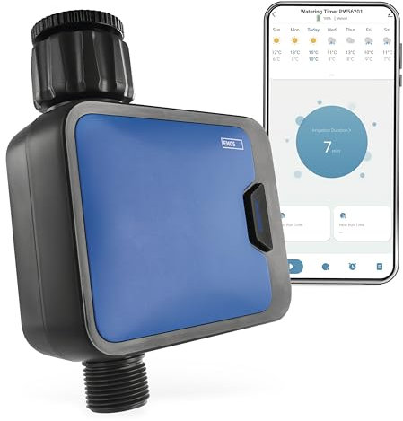 EMOS - smarte Bewässerungsuhr mit 1 Ausgang mit App, ZigBee - batteriebetriebene Bewässerungssteuerung bis 8bar, 35 l/min - automatisierte Bewässerung 1min–24h täglich - für 1″ bzw. 3/4″-Gewinde