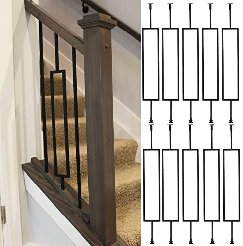Modern Metal Railings for Stairs 10 Pieces Double Panel Fencing Posts for Villas Garden Balusters Outdoor Railing System for Home Walls