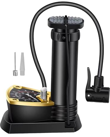Hiemible Fahrrad Fußpumpe - Leichte Fußluftpumpe mit Manometer - Kompakter Reifenkompressor für Roller, Motorrad, Pickup & Auto | E-Autos & Aufblasbare Spielzeuge