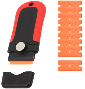 Oven Scraper Tool Non Scratch 10 Replacement Blades, Oven Glass Scraper for Windows, Hobs & Paint - Cleaning Tools Removes Burnt Food & Tough Stains - Adhesive Remover