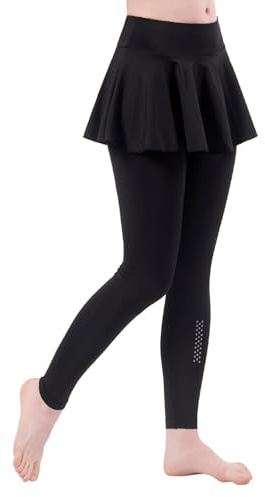 RuiChy 2 en 1 Legging avec Jupe de Sport Femmes Jupe de Tennis Plissée Haute Taille avec Pantalon de Yoga à Carreaux Réfléchissants, Short-Jupe Élastique Leggings de Sport pour Gym Course (L)
