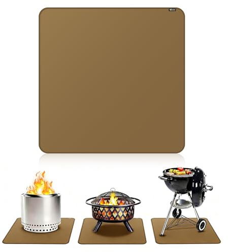 FLASLD Große Untergrillmatte, 124,5 cm, quadratische Feuerschalenmatte, 3 Schichten, feuerfest, wasserdicht, Grill-Pads, schützen für Deck, Terrasse, Holzkohle, Raucher, Holzboden, Indoor-Kamin