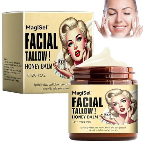 Rindertalg für Haut, Beef Tallow Creme, Bio Beef Tallow Skincare, Tiefe Hydratation Feuchtigkeitscreme, Tief Feuchtigkeitsspendend für Gesicht & Körper, Schnelle Absorption, 120g