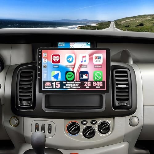 CAMECHO 2+64G Android 15 Autoradio für Opel Vivaro A 87R/Renault Trafic II Nissan Primastar mit Carplay Android Auto Navi,Doppel Din Radio mit 10 Bildschirm,Bluetooth5.0 FM/RDS EQ+Rückfahrkamera