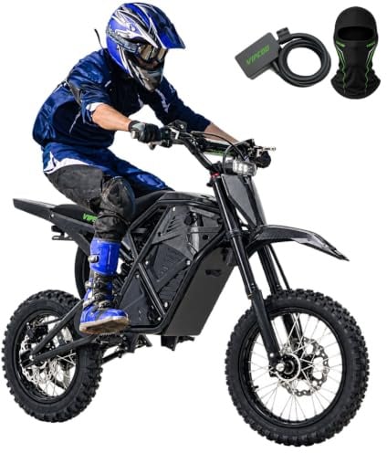 VIPCOO H3 Electric Dirt Bike for Adults 3500W 40MPH Electric Motorcycle | 220NM E Dirtbike with 23AH Battery 45Miles,14/12 Fat Tire Off Road,Nitrogen Suspension,for Teens Fit Age 13+