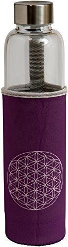 Gemstone Well Black Neoprene Sleeve for 16oz Glass Water Bottle - Flower of Life - Choose a Color That Aligns with a Chakra You Want to Focus On