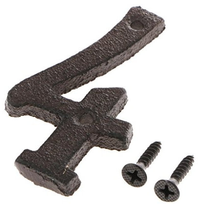 MagiDeal Fer Forgé Antique Maison Porte Numéro Signe Plaque Diy Chiffre Lettre - Numéro 4