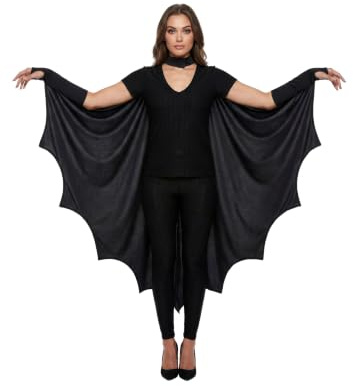 HENBRANDT Bat Wings Cape Adult Halloween Fancy Dress Costume Accessory | One Size Adult, Bat Wing Shape, Wrist Attachments, Choker Neckband Included