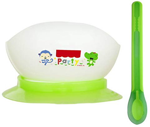 Children Learn to Eat Anti-Fall Practice Chopsticks with Lid Suction Cup Bowl Spoon Set Green