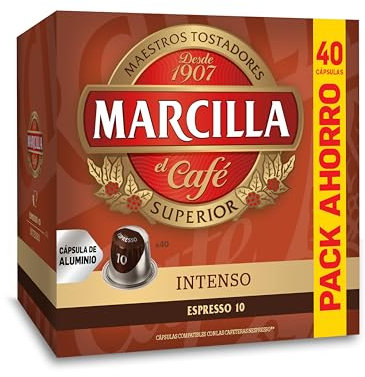 Marcilla Café Cápsulas Intenso - 40 Cápsulas Compatibles Nespresso